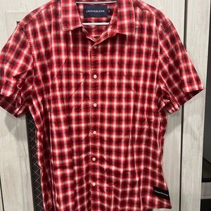 Calvin Klein Men's Red Plaid Shirt